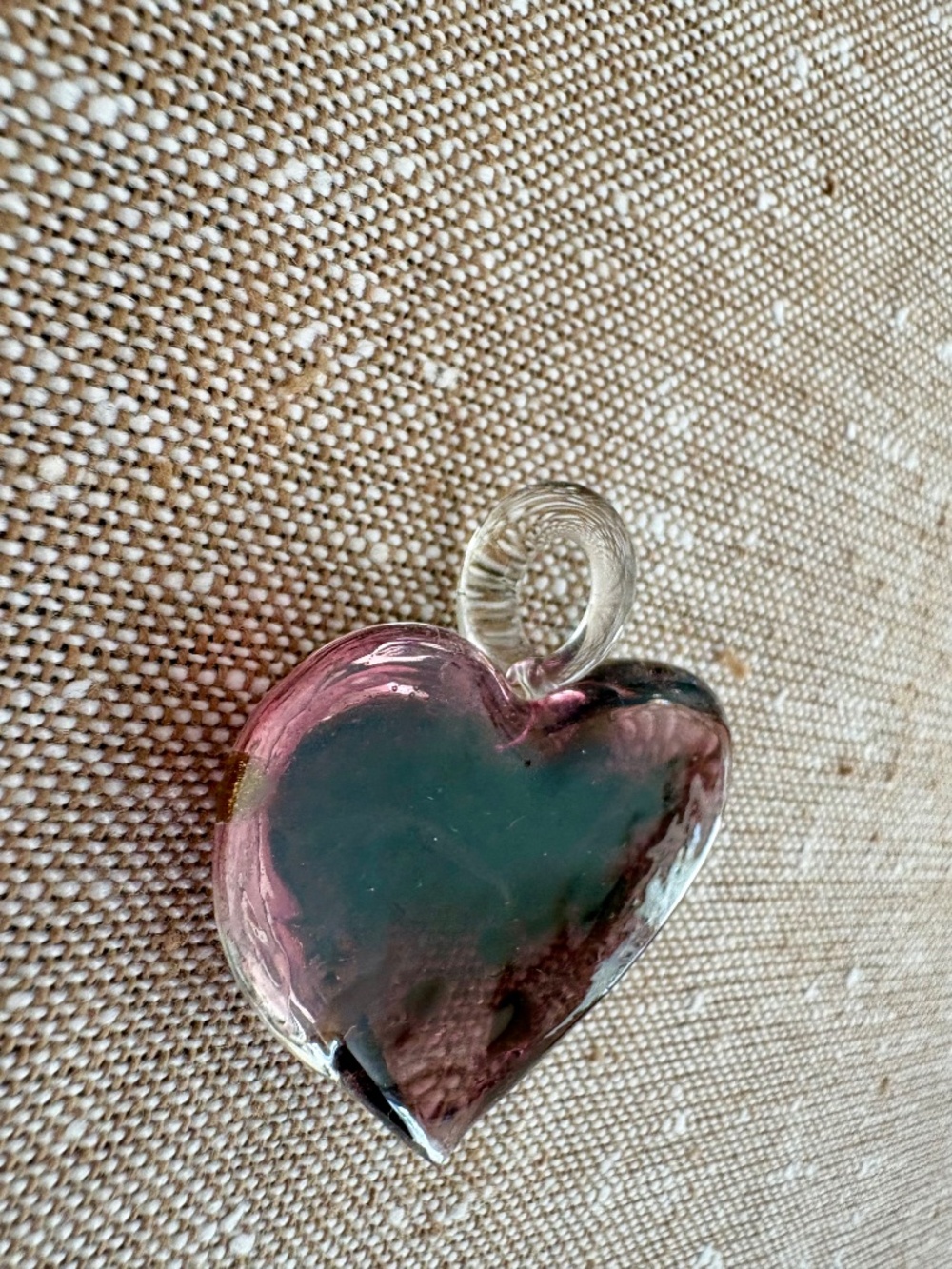 Vintage Murano Glass Puffy Heart Pendant Copper Aventurine Gold Italian Charm - Picture 6 of 12